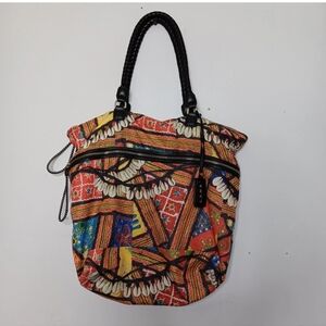 L.A.M.B. Gwen Stefani African Shell and Mahi Print Large Shoulder Tote Bag